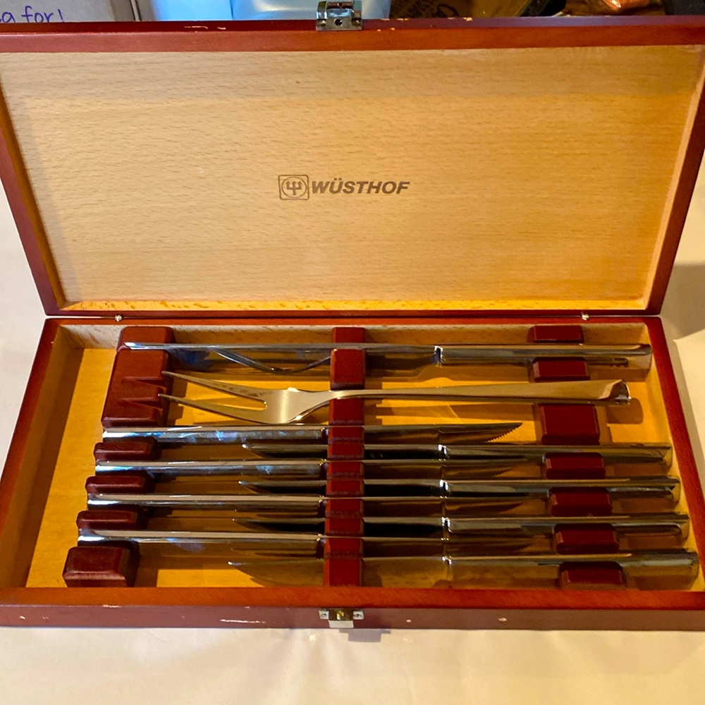 Wusthof Stainless Steel 10 Piece Steak and Carving Set with Presentation Chest